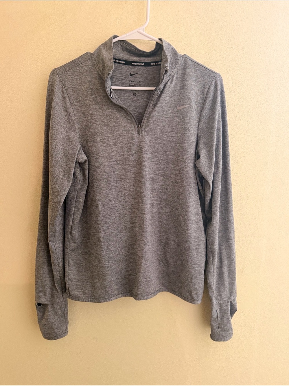 Nike Dri-FIT Women’s Gray 1/4 Zip Mock Neck Running Top Long Sleeve